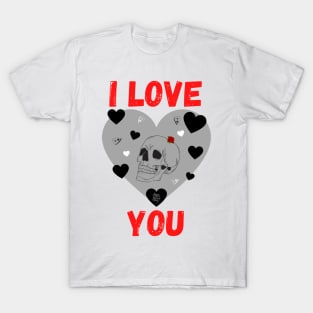 I love you skull, planchette and heart - Gothic T-Shirt